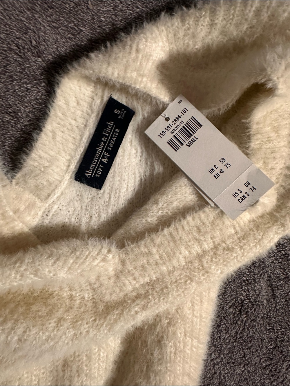 Abercrombie & Fitch Cream V-Neck Long Sleeve Knit Dress - Picture 2 of 2